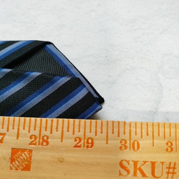 Bellissima Cravatte Rep Black Blue Striped Silk Cashmere Men’s Necktie Tie - Picture 7 of 10